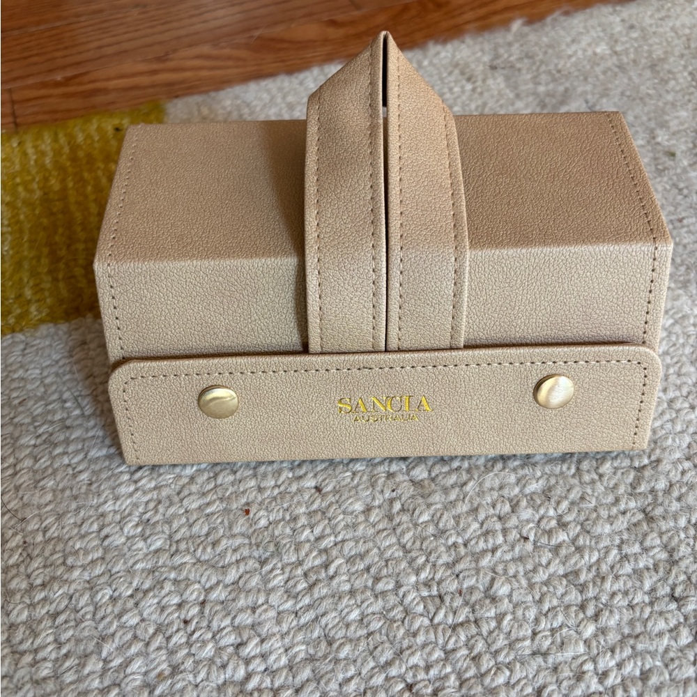 Beige Leather Sunglasses Case